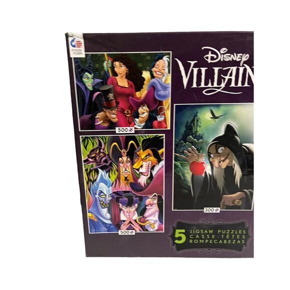 Disney Villains Jigsaw Puzzles 5-In-1 Multipack Set 300/500/750 Pcs Ceaco Comp - Picture 5 of 14